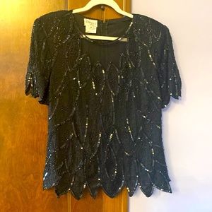 Beautiful vintage beaded silk blouse XL